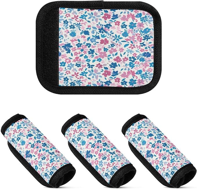 Qilmy Fresh Style Floral Fragments Luggage Handle Wrap 4Pack Luggage Identifiers Tag Comfort Handle Grips Cover for Stroller Suitcase Bag Airplane Travel Accessories1497