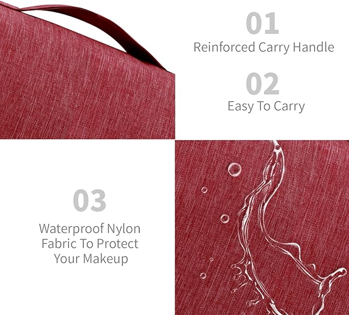 Lcsmaokin Large Capacity Toiletry Bag Travel Bag with Hanging Hook for Men and Women Waterproof Travel Cosmetic Bag Bathroom Storage Bag for Brushes Set, Full-Sized Shampoo, Toiletries, Wine Red