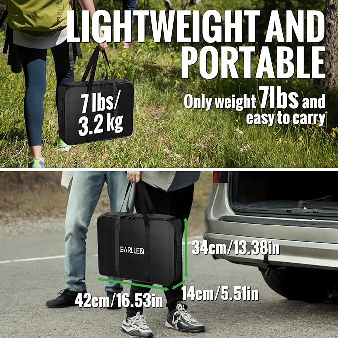 GARLLEN Folding Camping Table 176LBS Capacity, 4 Adjustable Height Roll-up Camping Table with Carrying Bag, Portable Aluminum Picnic Table for BBQ, Cooking, Outdoor, Tabletop 35" L x 16" W