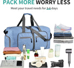 Dimayar 65L Travel Duffle Bag for Men Women - Foldable Duffel Bag with Shoes Compartment - Overnight Bags Waterproof & Tear Resistant(Blue)
