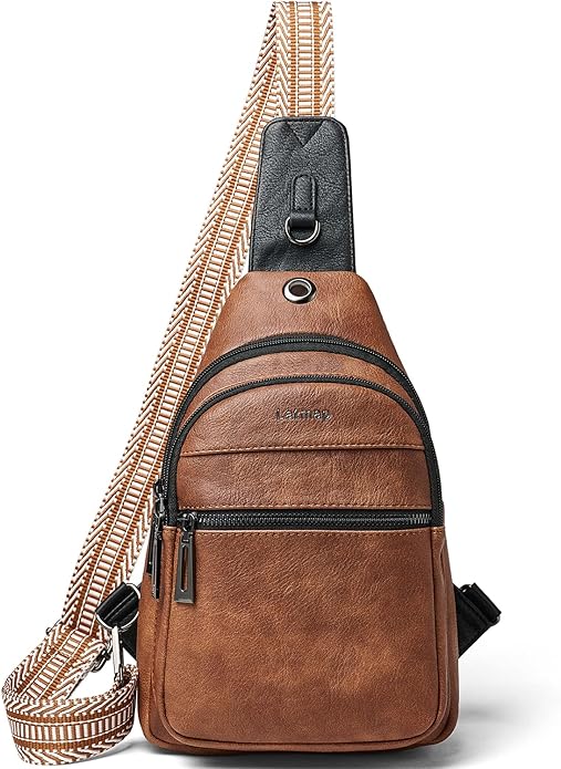 LATMAP Sling Bag For Women Faux Leather Small Casual Daypack Backpack Fanny Pack Crossbody Chest Bags Purse