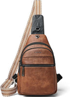 LATMAP Sling Bag For Women Faux Leather Small Casual Daypack Backpack Fanny Pack Crossbody Chest Bags Purse