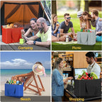 BALEINE 2Pk Insulated Reusable Grocery Bags, Collapsible Cooler Bag for Groceries, Heavy Duty Large Insulated Bag (16''x9''x13'', Bright Red)