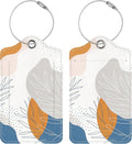 Luggage Tags for Suitcases, 2 Pack Cute PU Leather Luggage Tag TSA Approved with Stainless Steel Loop and Address Card Baggage Tag for Travel&Cruise Ships&Shipping Geometric Leaf, by Chelmon