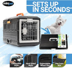 Pet Carrier & Crate, 21.5"L x 12"W x 14"H - Collapsible for Small Cats and Dogs, Portable Hard Plastic Wall Kennel for Indoor/Outdoor Use