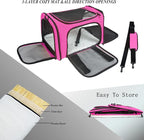 Soft Sided Carrier for Small Medium Cats Dogs,Removable Pad Collapsible Travel Pet Carrier Large Magenta