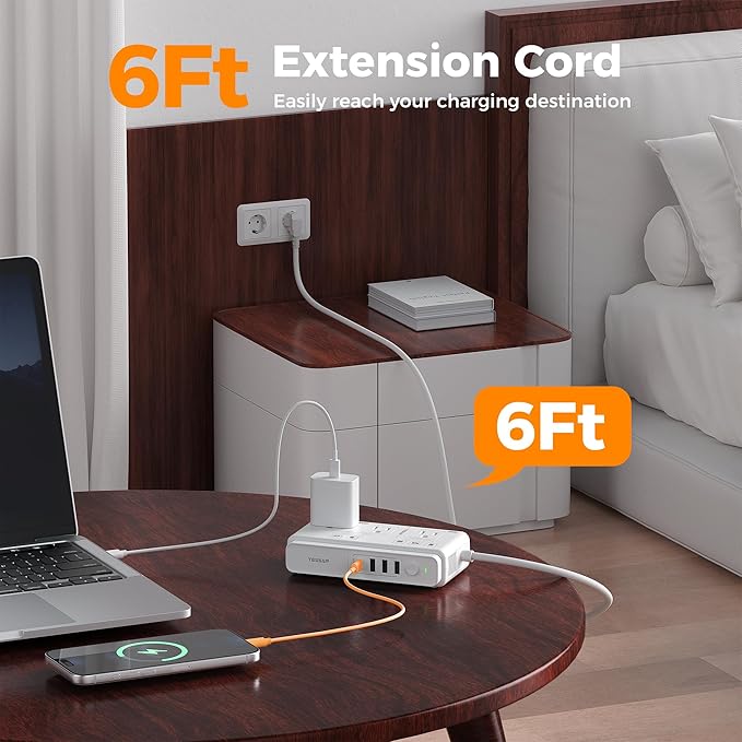 TESSAN Voltage Converter US to Europe, 220 to 110 Voltage Converter, Universal Travel Adapter with 4 USB Ports (1 USB C), 3 AC and EU UK AU IT in ZA Plug Power Adapter, Step Down Transformer, 6 FT