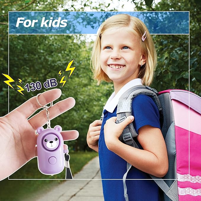 Personal Alarm for Women Kids and Elders Safe Sound, 130dB Siren Emergency Self-Defense Security Alarm Keychain Loudly with LED Light (Emerald+Violet)