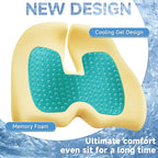 Benazcap Large Cooling Gel Seat Cushion for Office Chair Ergonomic Cushions-Gel & Memory Foam Coccyx Butt Pillow for Sciatica & Back Pain Relief for Long Sitting for Gaming Chair and Car Seat-Black