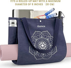 Gonex Yoga Mat Bag, Yoga Gym Bag Tote Bag with Multi Pockets For Women Men, Canvas Yoga Mat Carrier Take in Out Mat Easily For Pilates Travel Workout Office