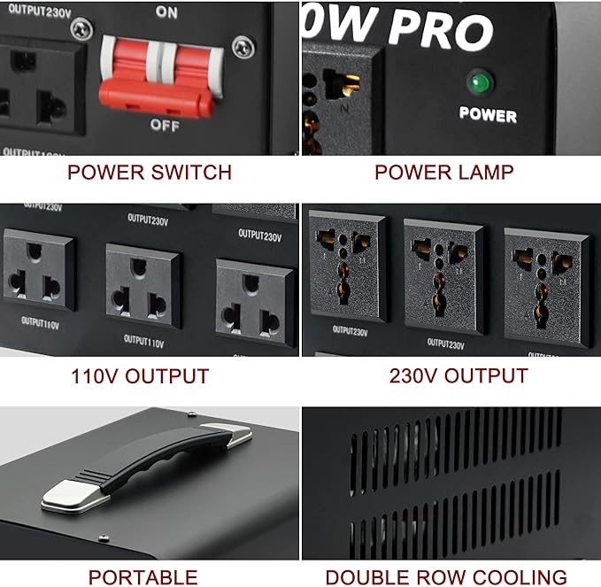 Cantonape 5000 Watt Voltage Converter Transformer - Heavy Duty Step Up/Down Convert from 110-120 Volt to 220-240 Volt and from 220-240 Volt to 110-120 Volt