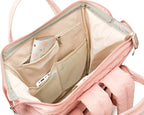 Kinmac Wide Open Style Laptop Backpack Travel Outdoor Backpack For Laptop Up to 15.6 Inch(Pink Embroidery)