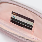 Pander Everywhere Belt Bag for Women, 5 Zipper Pockets Nylon Crossbody Fanny Pack Purse (Pink).