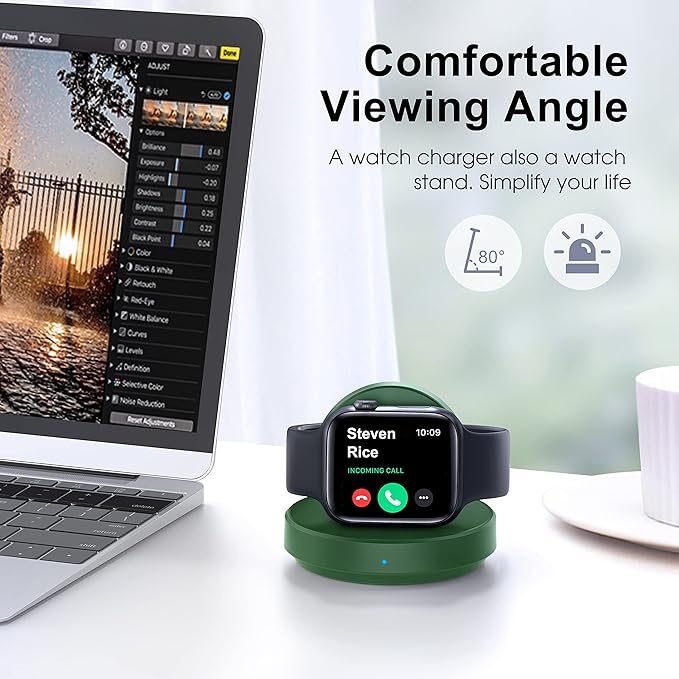 2026 Upgraded for Apple Watch Charger Magnetic Fast Charging Dock,Portable Wireless Charging Stand Compatible with iWatch Series Ultra/SE/11/10/9/8/7/6/5/4/3/2 Support Nightstand Mode-Green