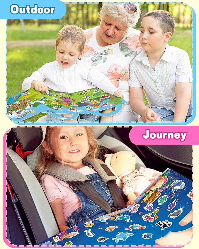 Walenced Reusable Sticker Book for Toddlers, Stickers for Kids, Toddler Sticker Book, Toddler Craft Activities, Toddler Travel Toys Boy Girl Birthday Gifts