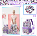 Kids Luggage with Spinner Wheels 5 Piece Carry on Suitcases for Girls Backpack with Lunch Box Pencil Case 16" Toddler Suitcase Set Airline Approved (Bainbow Leopard)