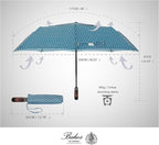 Balios Travel Folding Umbrella with Real Wood Handle Auto Open Close Vented Windproof Canopy - Designed in UK