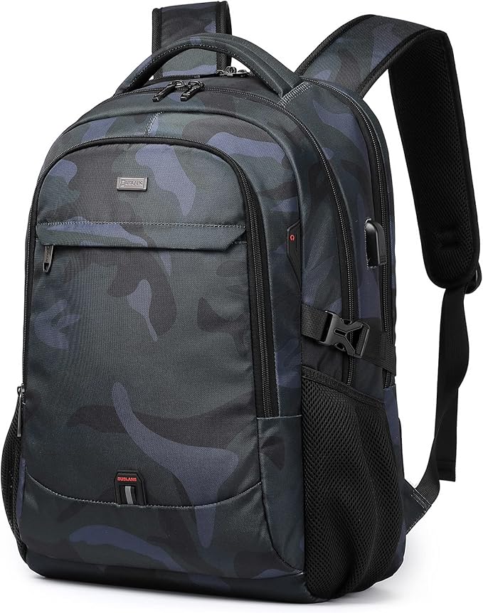 DUSLANG 17 Inch Travel Laptop Backpack Water Resistant Hiking Backpack for Men Laptop Bag with USB Charging Port,Camouflage green