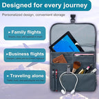 Airplane Seat Storage Pocket, International Travel Essentials,Airplane Pocket Organizer, Airplane Travel Accessories,Removable Toiletry Bag Designed (grey)