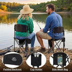 2 Pack Folding Camping Tripod Stool with Backrest & Cup Holder, Lightweight Portable Outdoor Chairs for Adults, Compact 3-Leg Seat for Fishing, Hunting, Hiking & Travel w/Bag - Black