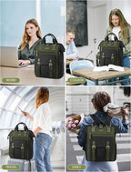 LOVEVOOK Laptop Backpack for Women Work Travel Backpack Purse, Nurse Bags Teacher Doctor Commuter Business Computer Bag, College Backpack Stylish Daypack, 15.6 Inch, Black-army green-army green