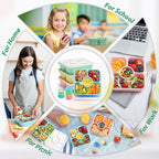 QQKO Bento Snack Box Containers for Adults Kids, 4 Pack Lunchable Meal Prep Containers Reusable, Stackable Bento Lunch Box, Food Storage Prep Containers with 4 Sauce Cups, Pastel Color, White Lid
