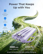VRURC Portable Charger Slim 20000mAh Power Bank,22.5W PD Fast Charging Travel Essentials Powerbank 4-Built-in-Cables&2 Extra Ports Compatible with iPhone,iPad,Galaxy,Android (Purple)