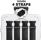 Luggage Straps for Suitcases TSA Approved Travel Belt 4 Pack by Chelmon (Black)