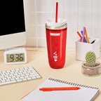 Zoku Instant Iced Coffee Maker, Reusable Beverage Chiller Cools Hot Beverages in Minutes Without Dilution, Portable 11-ounce Tumbler With Spill-resistant Lid and Straw, Red