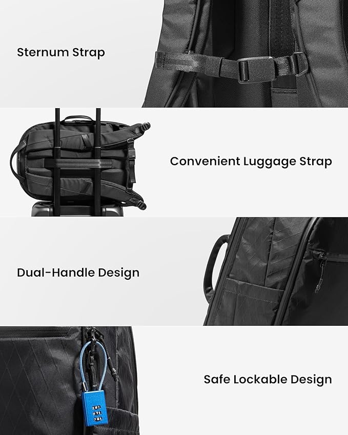 tomtoc Laptop Backpack 26L X-Pac, Large Business Work Bag Fits 15.6-16 Inch Laptop, Water-Resistant Durable Computer Travel Backpack for Business Trip, Weekend Getaway