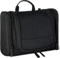 Amazon Essentials Spacious Toiletry Bag, Hanging Cosmetic Dopp Kit with Multiple Compartments, Durable 1680D Polyester, Large Capacity Storage, Compact Design, Black (Previously Amazon Basics)