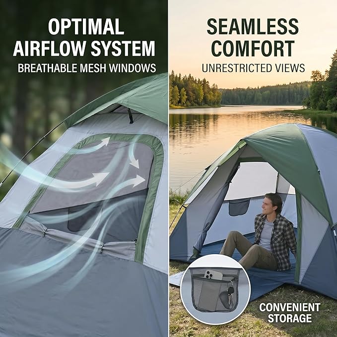 XL 1/2/3/4 Person Dome Camping Tent,Tents for Camping,Tents for Camping Waterproof,Double Layer Waterproof, Removable Rain Fly, for Outdoor Hiking, Fishing