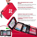 300 Piece First Aid Kit, Compact Waterproof First Aid Bag with 9 Organized Compartments, Portable Emergency Supplies Kit for Outdoor, Camping, Hiking, Car, Home, Travel, Office
