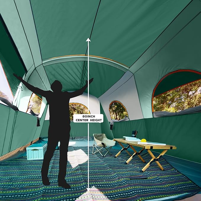 UNP Camping Tent 8 Person Waterproof Big Tunnel Tent with Screen Porch,Family Outdoor Large Tents for Camping 20' x 9' x 80in(H)