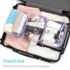 F-color TSA Approved Toiletry Bag 3 Pack Medium - Clear Makeup Bag Travel Quart Size for Women Men, Clear Cosmetic Bag Airport Airline Compliant Carry on Bag, Macaron Purple