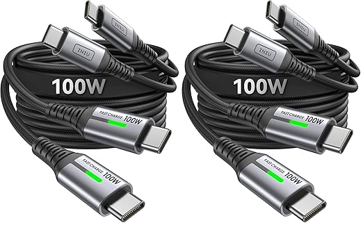 INIU USB-C to USB-C Cable, [3.3ft] Type C Charging Cord for iPhone 16 15 Pro Max Samsung Galaxy S23 S22 S21 Note 10 MacBook iPad and More,2 Count (Pack of 2)