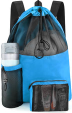 HOHOM Swim Mesh Beach Bag, Waterproof Gym Bags for Women and Men, Large Pool Bag Swimming Gear Drawstring Backpack