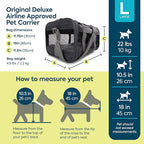 Sherpa Pet Carrier Airline Approved with Spring Wire Frame - Cat Carrier and Dog Carriers for Airline Travel and Vet Visits, Mesh Ventilation, Locking Zippers - Charcoal Grey, Large