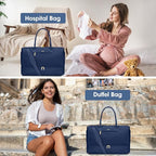 Travel Weekender Bags for Women - Carry on Overnight Bags with Shoe Compartment Duffle Bag with Laptop Pocket Hospital Bag for Labor Delivery Gym Tote Bag with Toiletry Bag Blue