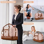 Wogarl 4PCS Weekender Bags for Women Large Overnight Weekend Travel Duffel Carry on Shoulder with Shoe Compartment Canvas Toiletry Bag for Travel Business Gym