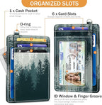 Yonlevres Credit Card Holder Slim Wallet, Forest RFID Wallet Women Front Pocket Small Card Holder, Travel Cute Funny Thin Card Case ID Window PU Leather RFID Blocking Card Organizer Gifts Girls Ladies