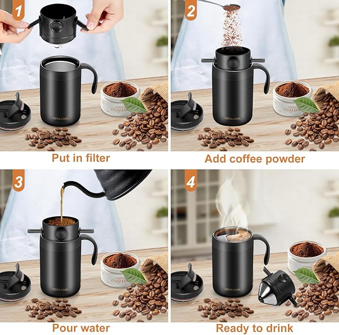 MACIFECI 16oz Camping Coffee Maker Pour Over Coffee Maker Camping Coffee Pot Portable Coffee Maker for Travel Camping Offices Backpacking Outdoor