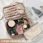 Queboom Travel Makeup Bag Cosmetic Bag Makeup Bag Toiletry bag for women and men (Coffee)
