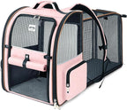 Large Cat Backpack Carrier Expandable Foldable Pet Carrier Backpack for Small Dogs Puppy Medium Cats Fit Up to 18 Lbs for Travel, Hiking,Pink