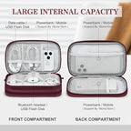 FYY Electronic Organizer, Travel Cable Organizer Bag Pouch Electronic Accessories Carry Case Portable Waterproof Double Layers Storage Bag for Cable, Charger, Phone, Earphone, Medium Size, Wine Red