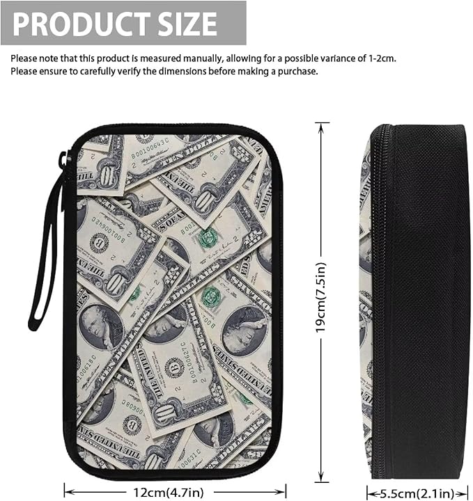 Dollar Print Electronics Organizer Waterproof Cable Organizer Bag, Shockproof Cord Storage Bag, Travel Essentials for Electronics Items/USB/SD/Charger