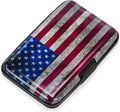 Mayski Credit Card Holder, RFID Blocking, Aluminum Alloy Hard Case, Small Mini Business Metal Wallet for Women Men, Flag