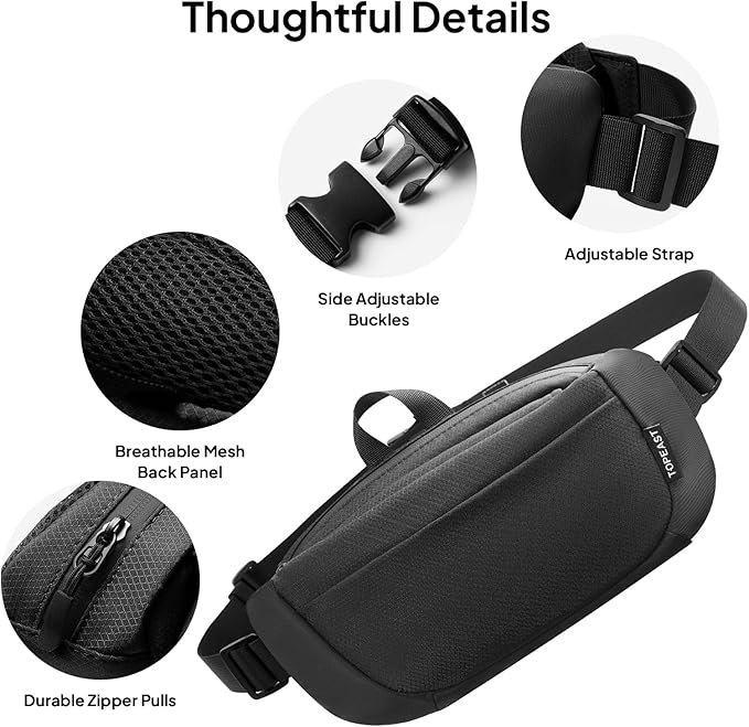 TOPEAST Waist Pack 4L Large Capacity Fanny Pack with Hidden Water Bottle Pocket, Water Resistant Crossbody Sling Bag for Men Women, Adjustable Belt Bag for Hiking Running Travel Cycling