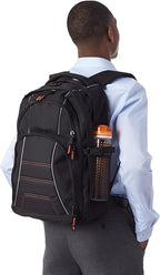 Amazon Basics Padded Laptop Backpack with Water Bottle Pockets, Travel Work Bag with Compartments, Fits Up to 17-Inch Laptops, Black