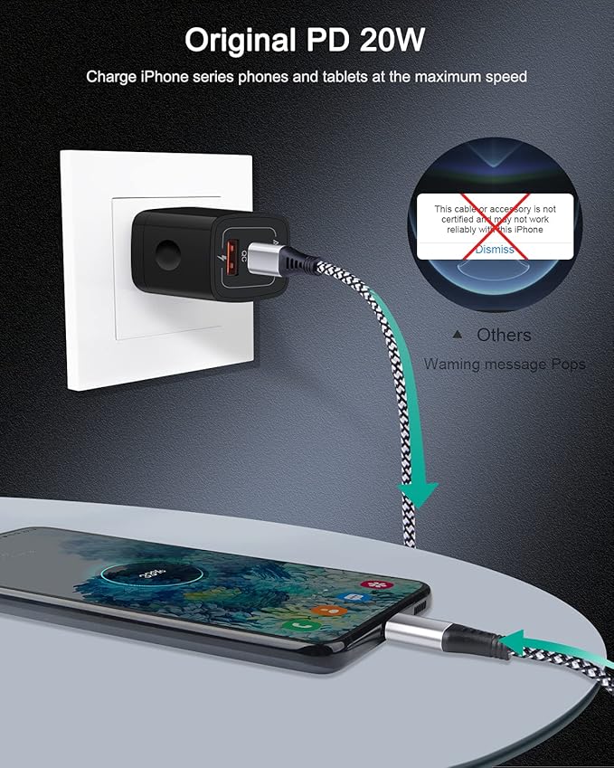 3Pack USB C Charger, Dual Port USB-C Wall Plug-in USB Charger 20W PD & QC3.0 Type A Fast Charging Block for Samsung Galaxy S25/S24/S23/S22 Ultra/Note 20 iPhone 17 16e 16 15 14 Pro Max USBC Cube Brick